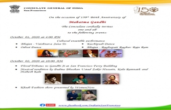 Virtual Celebrations of the 150th Birth Anniversary of Mahatma Gandhi (October 1-2, 2020)